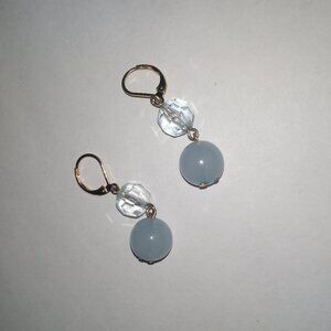 Ladies' Dangly Earrings -- Pale Periwinkle & Blue Tinted Zirconia